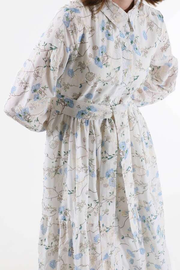 Cotton Floral Dress Blue - 4