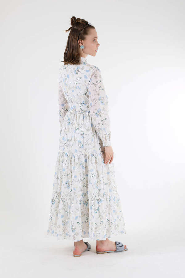 Cotton Floral Dress Blue - 5