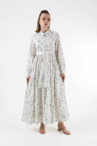 Cotton Floral Dress Mint - 1