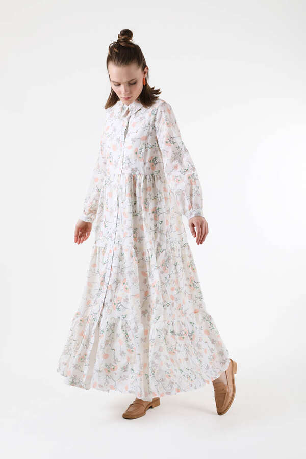 Cotton Floral Dress Salmon - 1