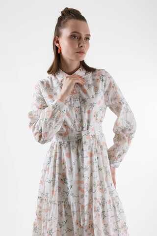 Cotton Floral Dress Salmon - 2