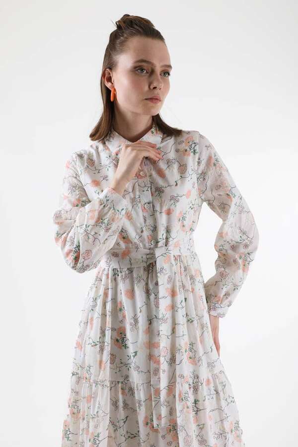 Cotton Floral Dress Salmon - 2