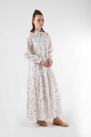 Cotton Floral Dress Salmon - 3