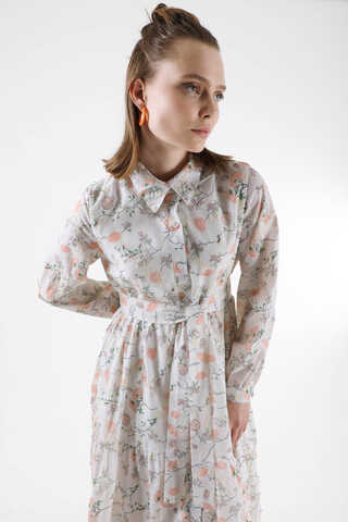 Cotton Floral Dress Salmon - 4
