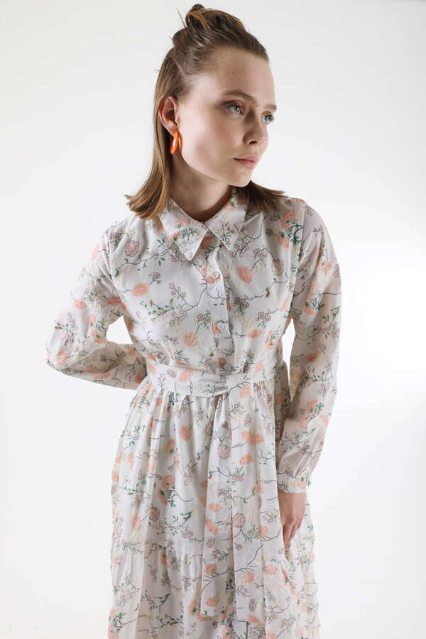 Cotton Floral Dress Salmon - 4