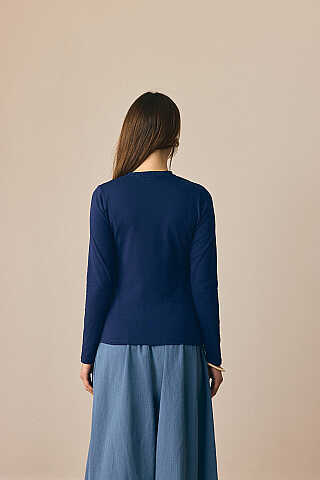 Cotton Long Sleeve Body Navy - 4