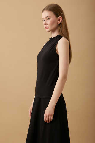 Cotton Sleeveless Bodysuit Black - 3
