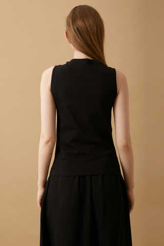 Cotton Sleeveless Bodysuit Black - 5