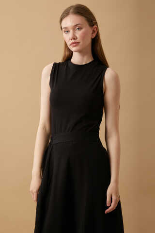 Cotton Sleeveless Bodysuit Black - 1