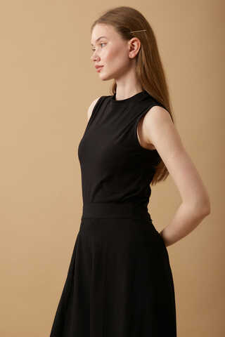 Cotton Sleeveless Bodysuit Black - 4