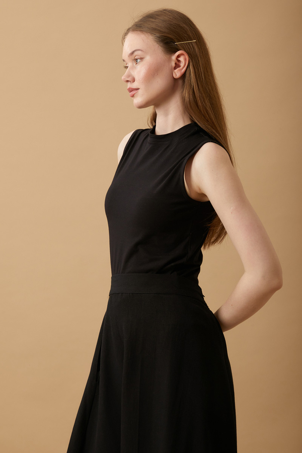 Cotton Sleeveless Bodysuit Black - 4