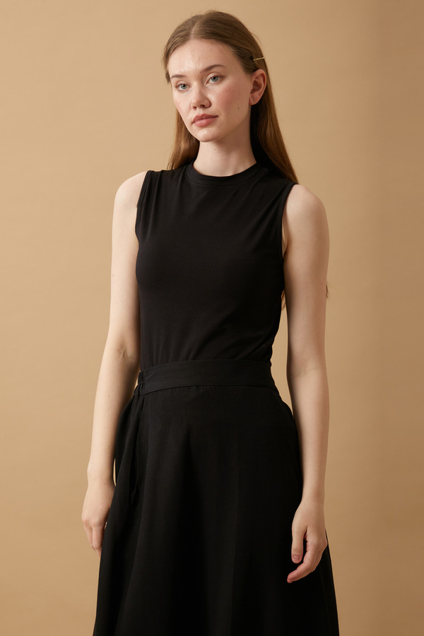 Cotton Sleeveless Bodysuit Black 