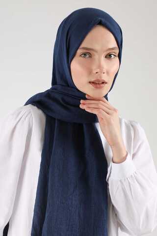 Cotton Viscose Shawl Navy Blue - 1