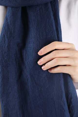 Cotton Viscose Shawl Navy Blue - 2