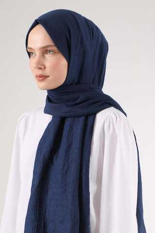 Cotton Viscose Shawl Navy Blue - 4