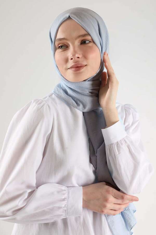 Cotton Viscose Shawl Pastel Blue - 3