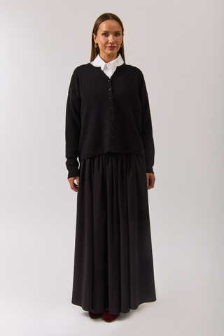 Crew Neck Premium Knit Cardigan Black - 4