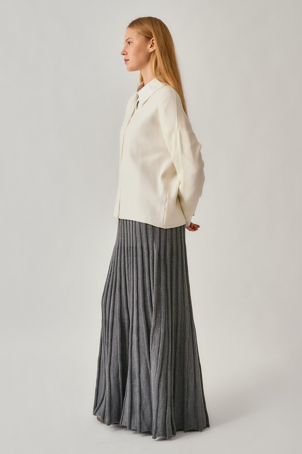 Crew Neck Premium Knit Cardigan Ecru - 7