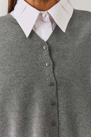 Crew Neck Premium Knit Cardigan Grey - 8