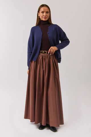 Crew Neck Premium Knit Cardigan Navy Blue - 6