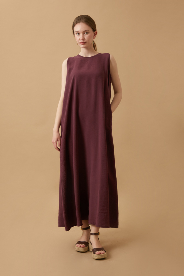 Crop Gömlekli Elbise Bordo - 3