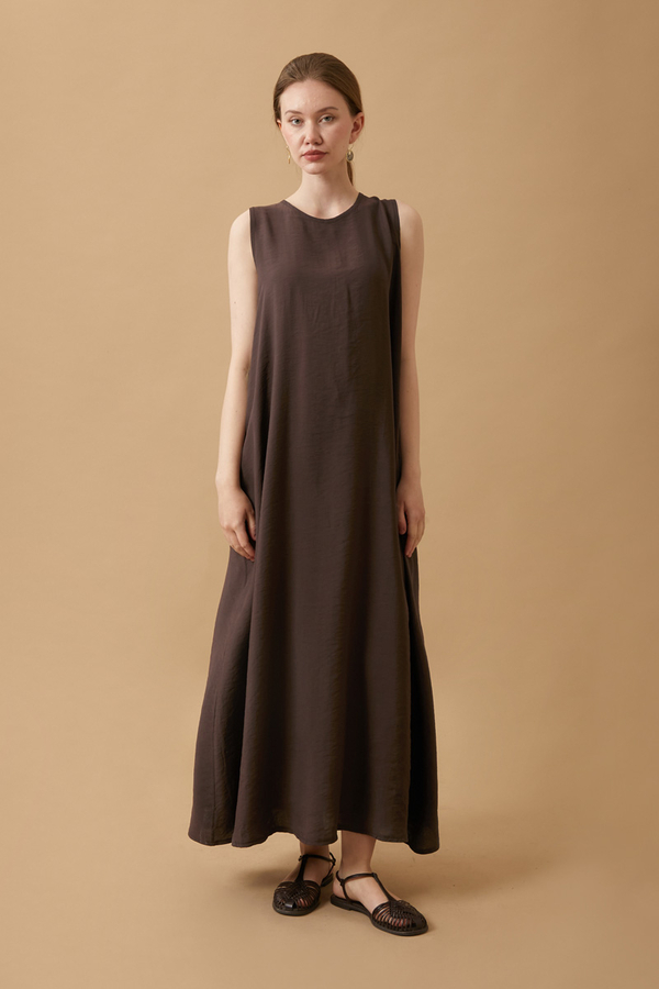 Crop Gömlekli Elbise Kahverengi - 3