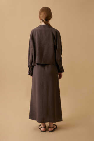 Crop Gömlekli Elbise Kahverengi - 8