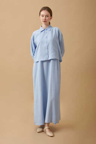 Crop Shirted Dress Baby Blue - 6