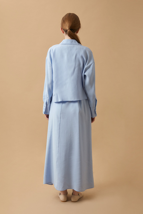 Crop Shirted Dress Baby Blue - 8