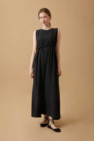 Crop Shirted Dress Black - 3