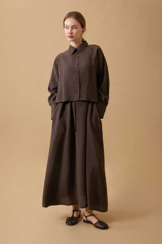 Crop Gömlekli Elbise Kahverengi - 4