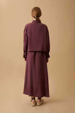 Crop Shirted Dress Burgundy - 8