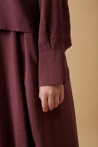 Crop Shirted Dress Burgundy - 5
