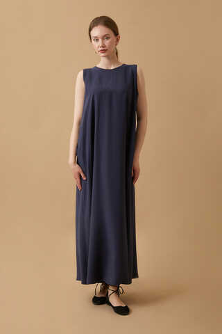 Crop Shirted Dress Navy Blue - 11