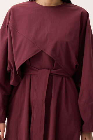 Croplu Elbise Takım Bordo - 4