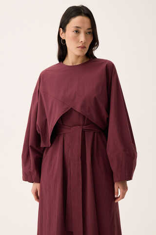 Croplu Elbise Takım Bordo - 5