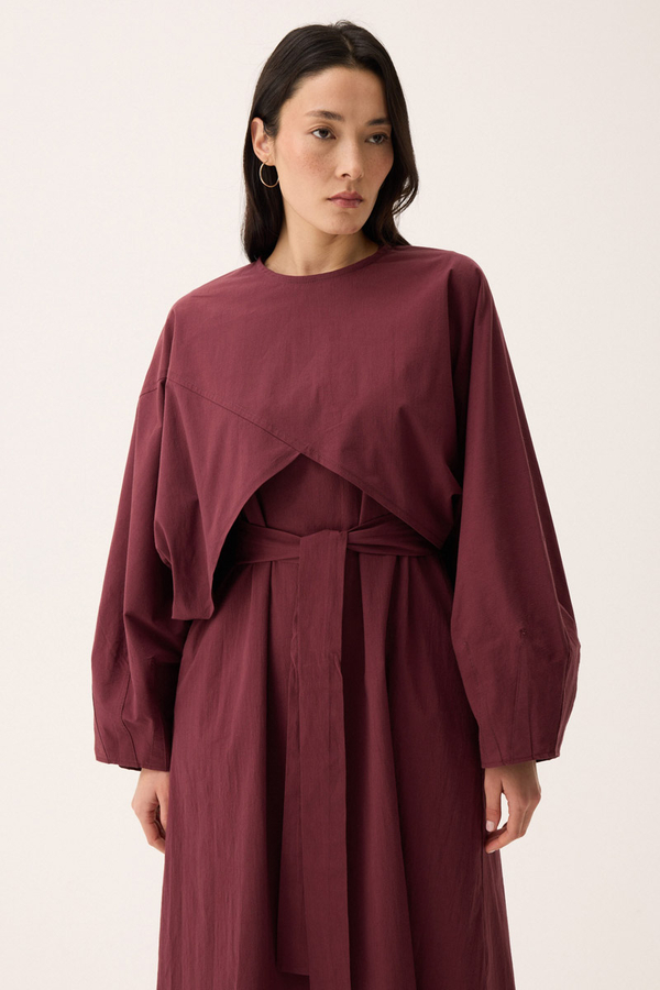 Croplu Elbise Takım Bordo - 5