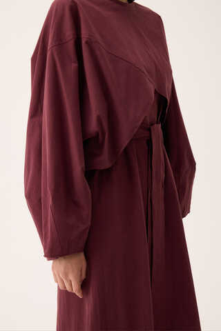 Croplu Elbise Takım Bordo - 6