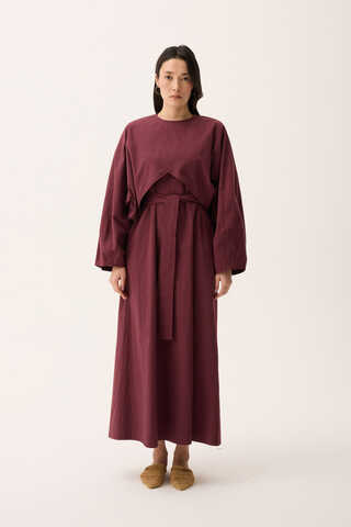 Croplu Elbise Takım Bordo - 1