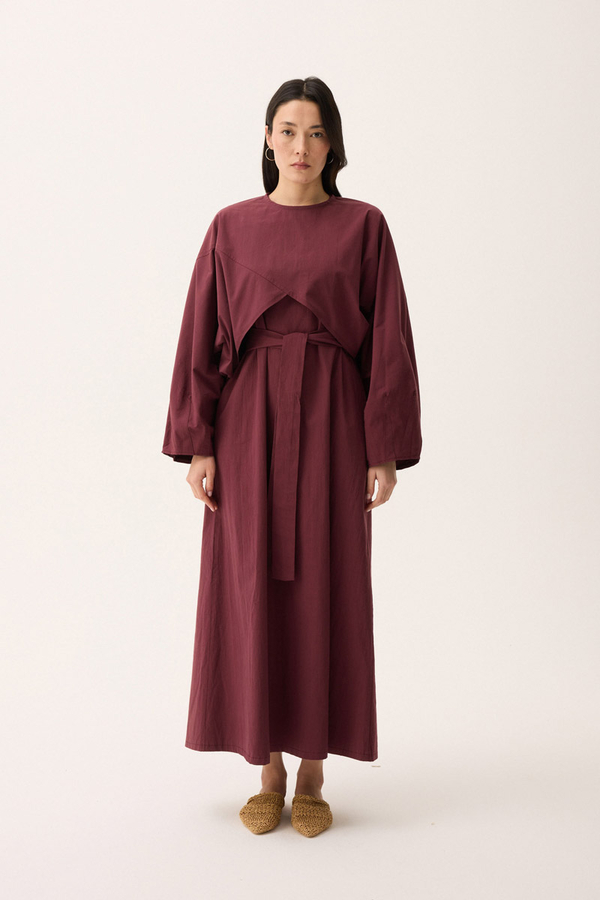 Croplu Elbise Takım Bordo - 1