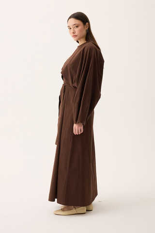 Croplu Elbise Takım Kahverengi - 3