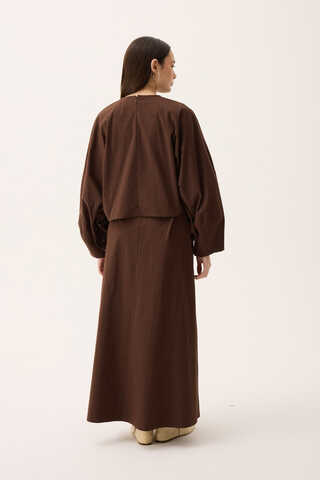 Croplu Elbise Takım Kahverengi - 12