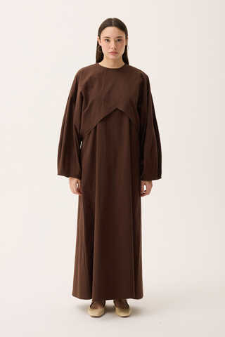 Croplu Elbise Takım Kahverengi - 8