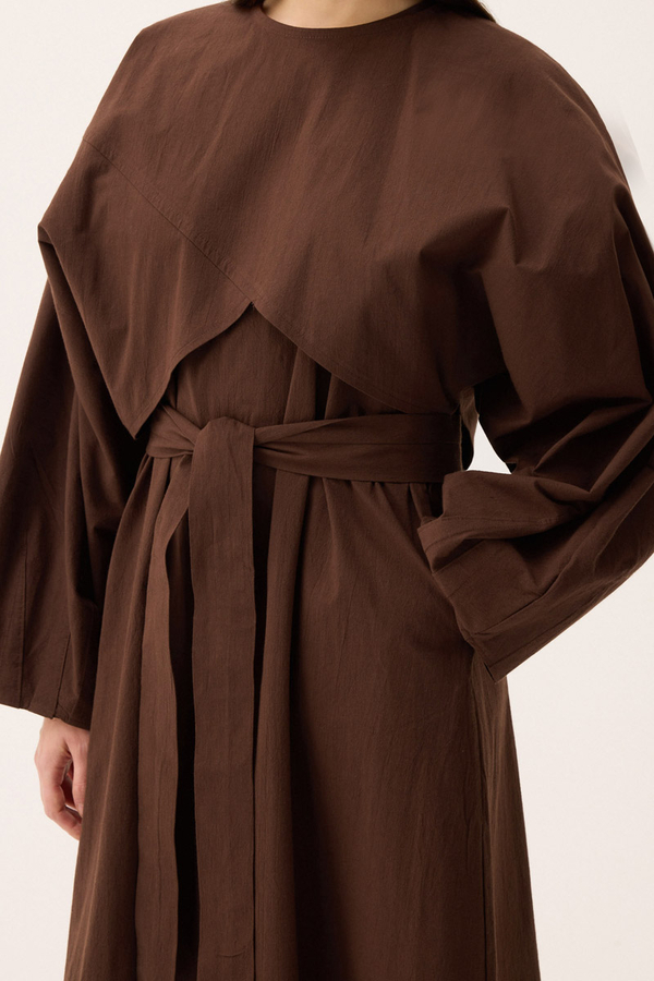 Croplu Elbise Takım Kahverengi - 4