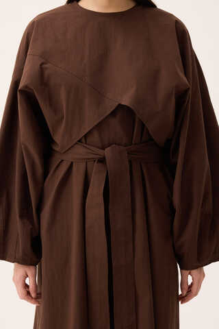 Croplu Elbise Takım Kahverengi - 6