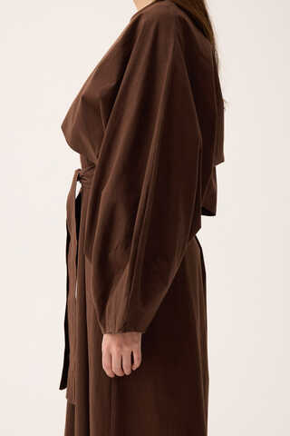 Croplu Elbise Takım Kahverengi - 7