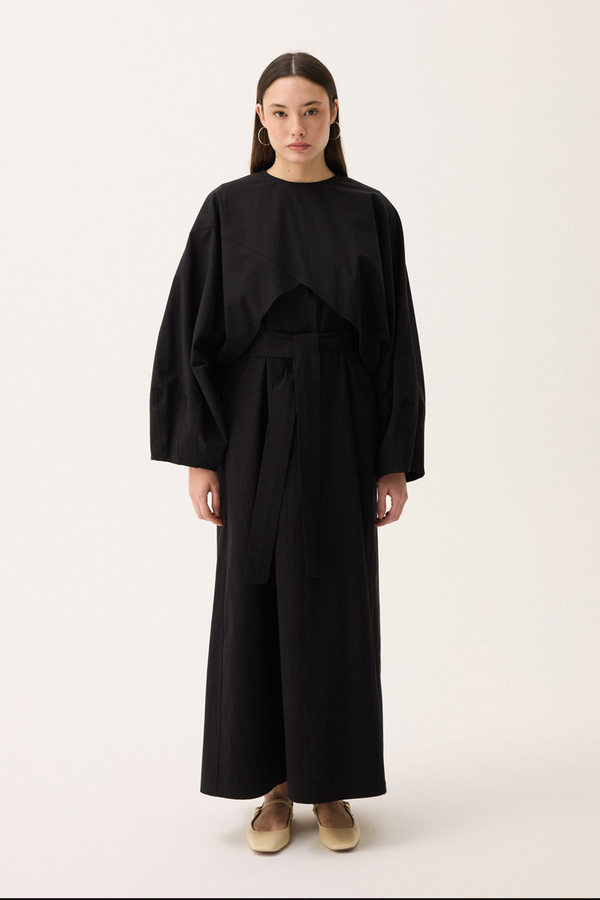 Croplu Elbise Takım Siyah 