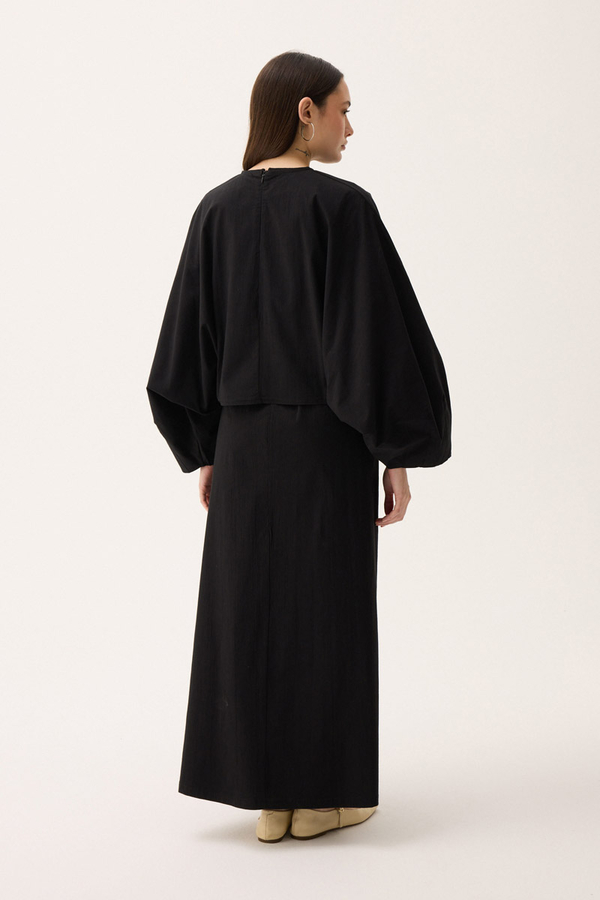 Croplu Elbise Takım Siyah - 19