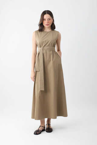 Croplu Elbise Takım Vizon - 4