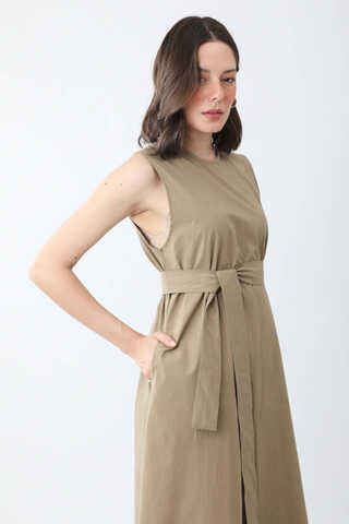 Croplu Elbise Takım Vizon - 6